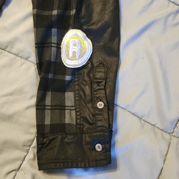 DREAMLAND WAR DUB PLAID/DENIM SHIRT BUTTON  BLACK/GRY PLAID SHACKET MENS 4XL NWT - Picture 9 of 15